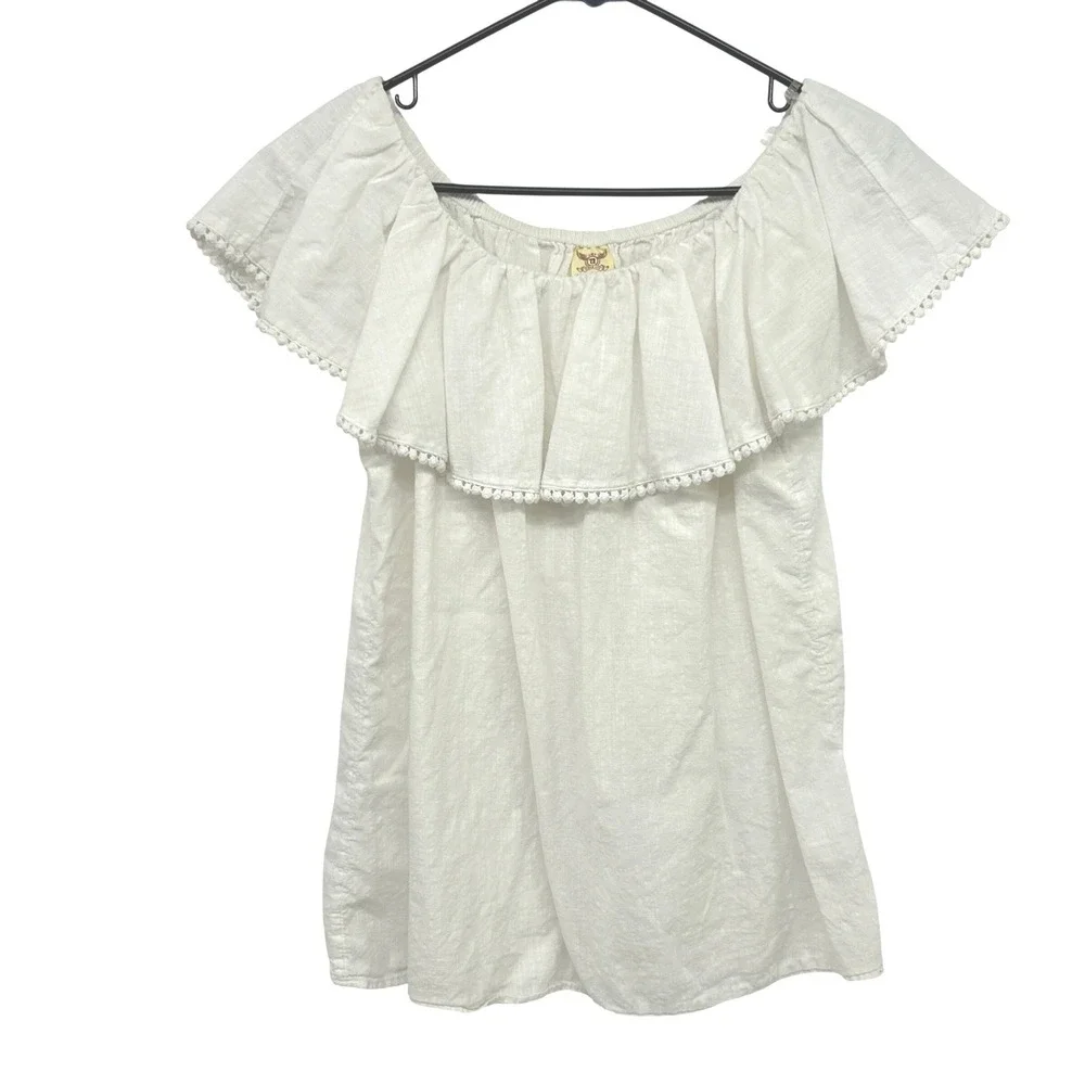 Prairie Off Shoulder Peasant‎ Top Girls M Cottagecore White Cotton Gauze Fairy